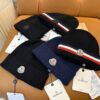Mũ len dệt kim cổ điển phong cách Moncler cao cấp kèm hộp & túi đựng – cashmere siêu mềm, co giãn tốt, unisex nam nữ mùa đông