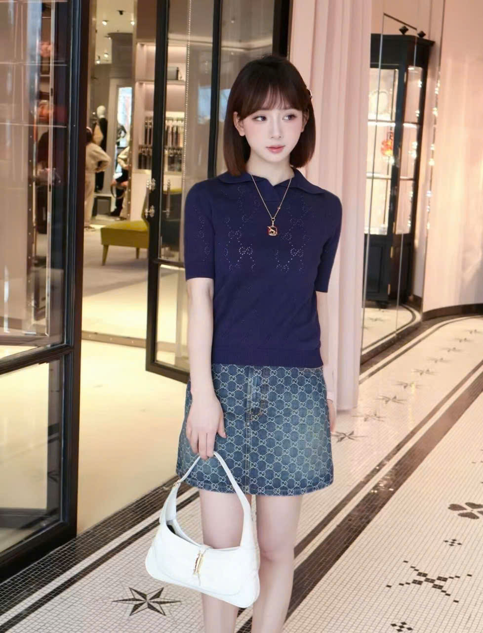 áo Gucci Xuân Hè 2026 nữ áo polo dệt kim Gucci cao cấp